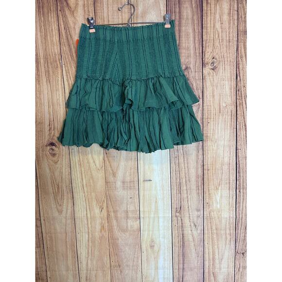 Sundry Ruffle Tiered Skirt Blue Green Size 2 Medium New with tags - Picture 1 of 7